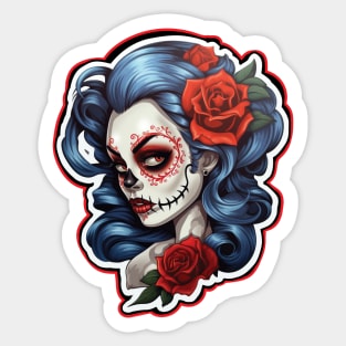 Sugar Skull - Rockabilly Rose Sticker